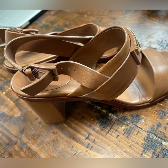 TORY BURCH GIGI 65MM TWO BAND SANDAL CALF LEATHER HEELS 7 EUC - Picture 4 of 6